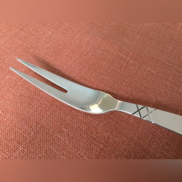 Vintage Harlequin Pattern Hors d'oeuvre Fork - Signed Allan Adler Sterling - MCM - Picture 3 of 7